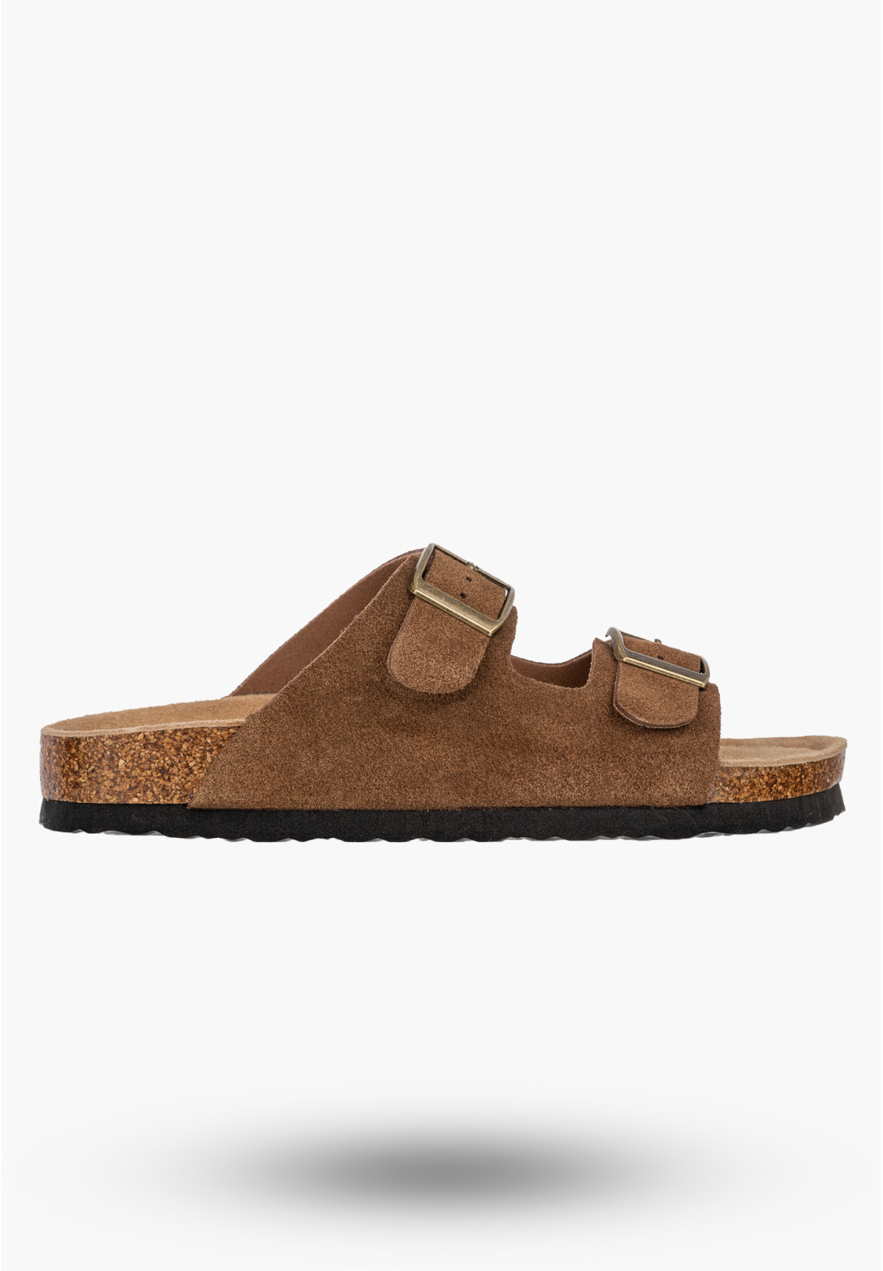Klapki Damskie Skórzane Buty Z Klamrami Casual Zamszowe Brązowe FILIPPO