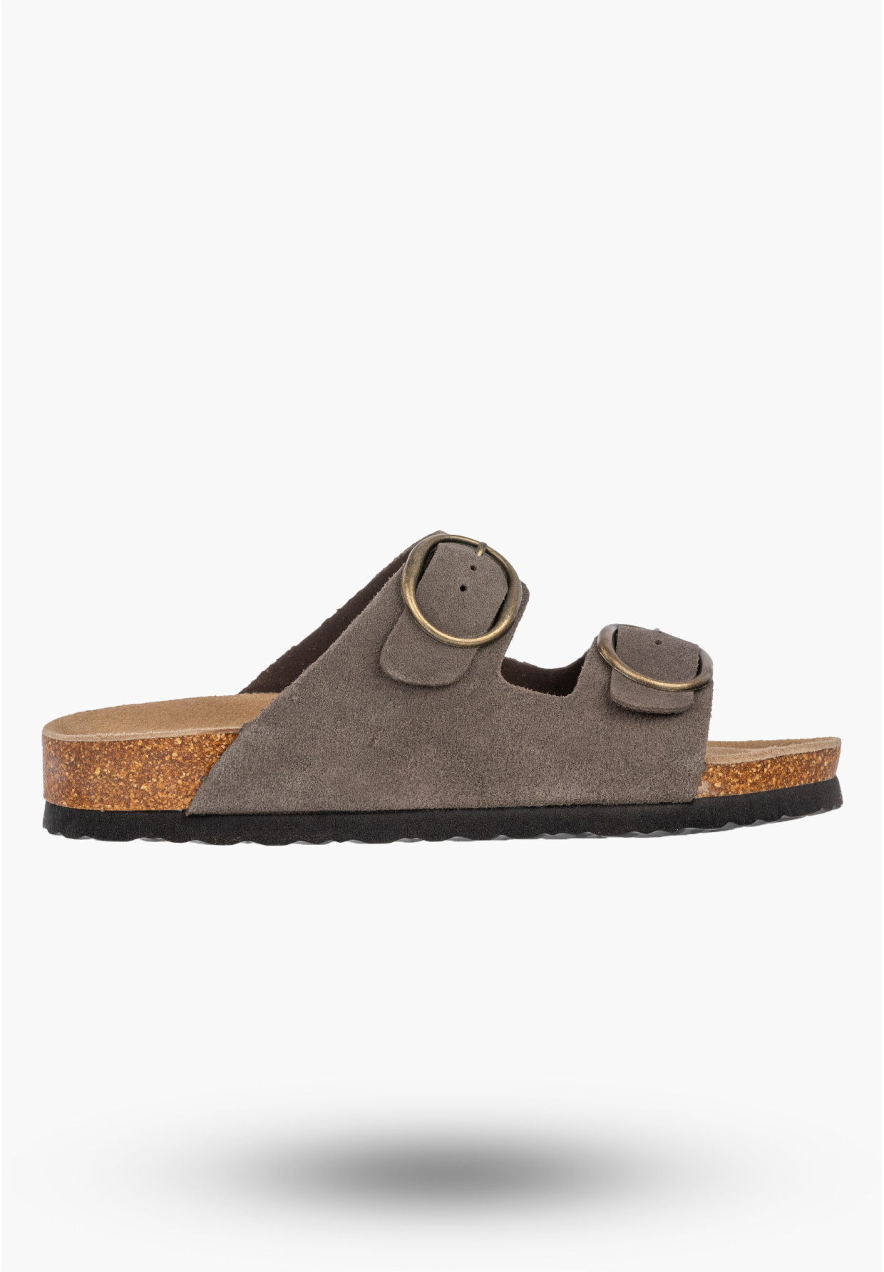 Klapki Damskie Skórzane Buty Casual Zamszowe Korkowe Szare FILIPPO