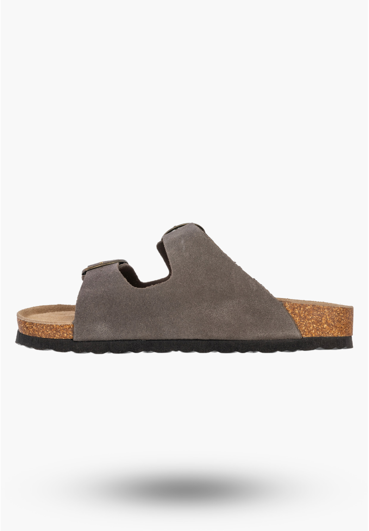 Klapki Damskie Skórzane Buty Casual Zamszowe Korkowe Szare FILIPPO