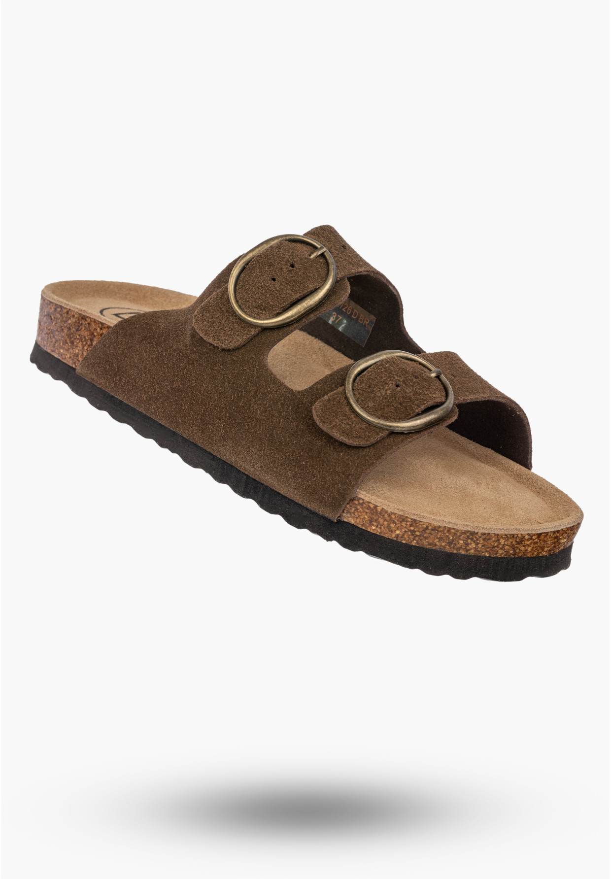 Klapki Damskie Skórzane Buty Casual Zamszowe Korkowe Brązowe FILIPPO