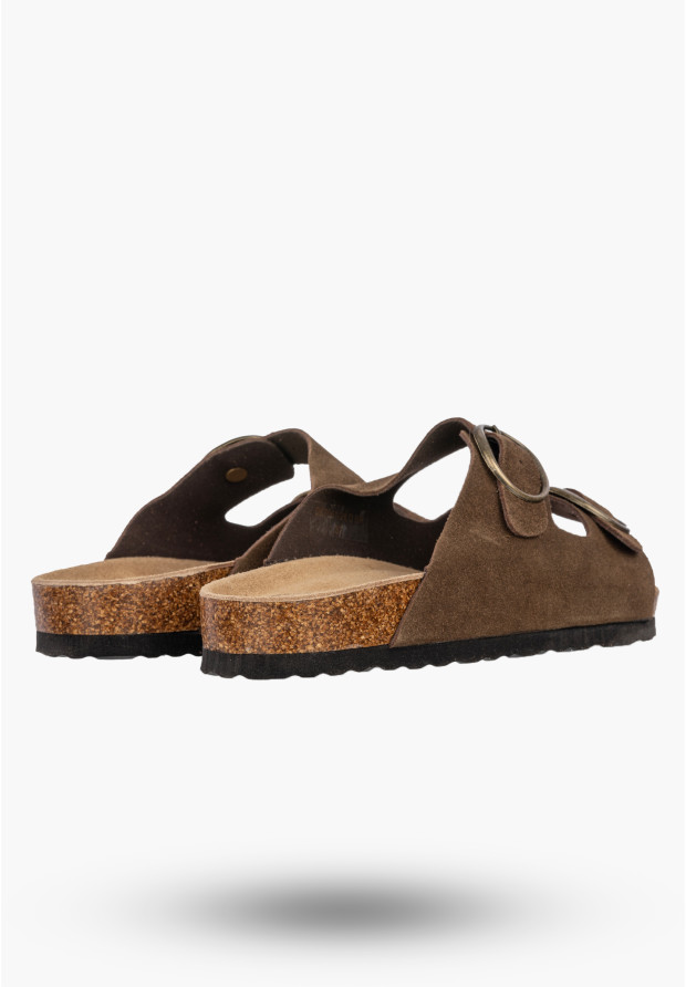 Klapki Damskie Skórzane Buty Casual Zamszowe Korkowe Brązowe FILIPPO
