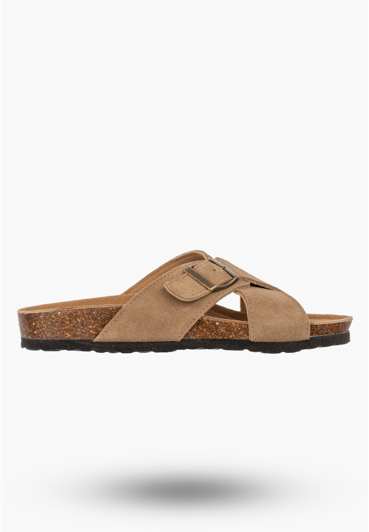 Klapki Damskie Skórzane Buty Casual Zamszowe Z Klamrą Korkowe Brązowe FILIPPO