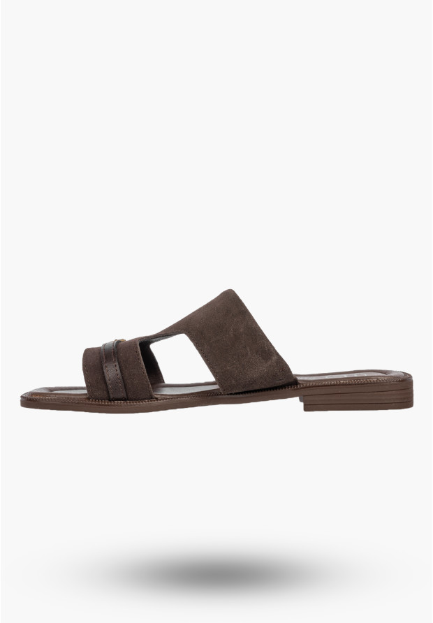 Klapki Damskie Skórzane Buty Eleganckie Letnie Zamszowe Brązowe FILIPPO
