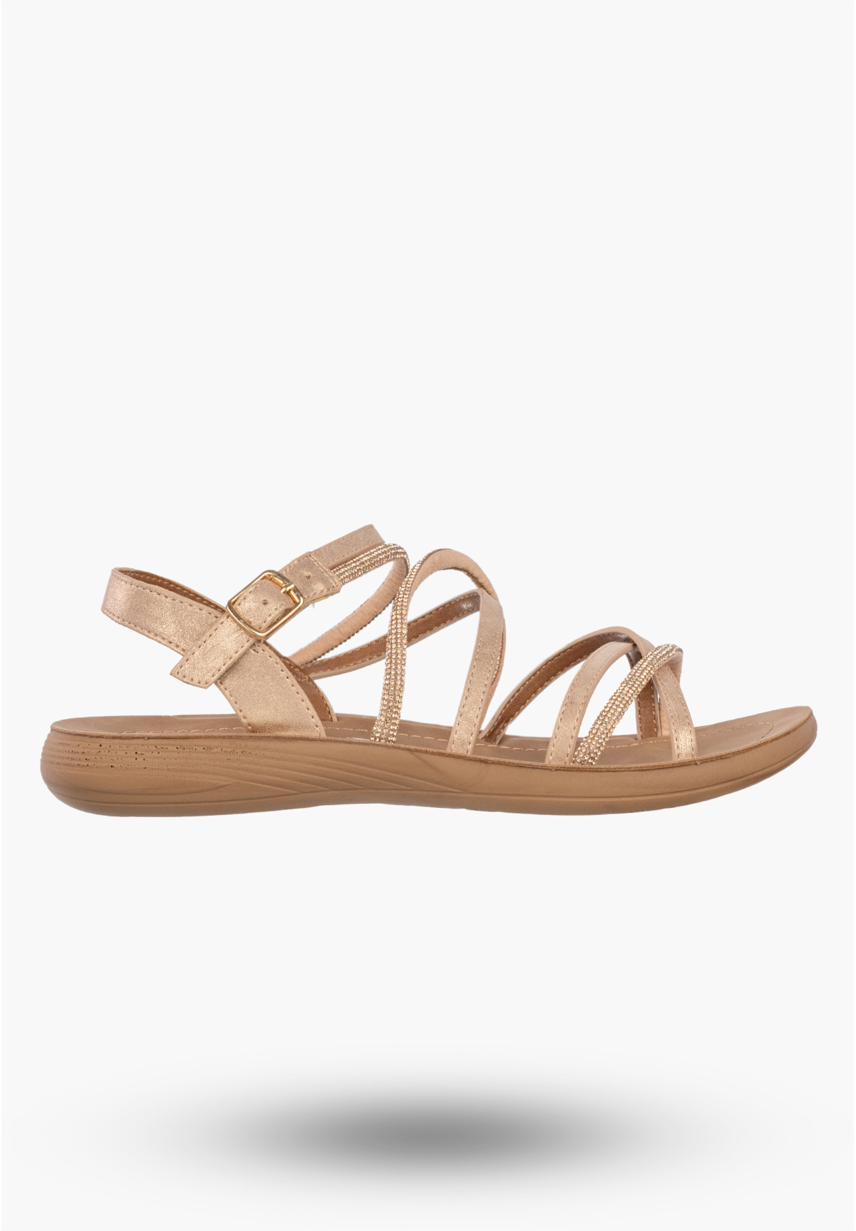 Sandały Damskie Buty Eleganckie Błyszczące Płaskie Letnie Złote Filippo