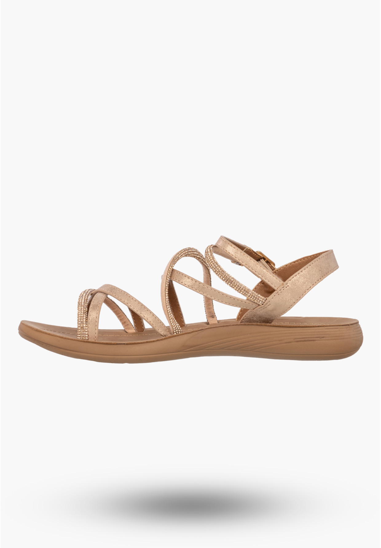 Sandały Damskie Buty Eleganckie Błyszczące Płaskie Letnie Złote Filippo