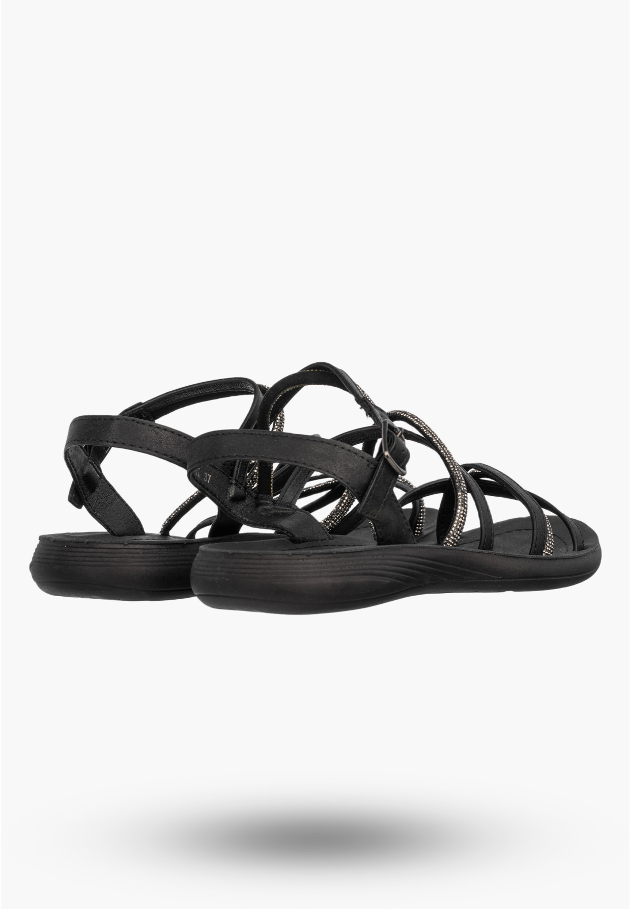 Sandały Damskie Buty Eleganckie Błyszczące Płaskie Letnie Czarne Filippo