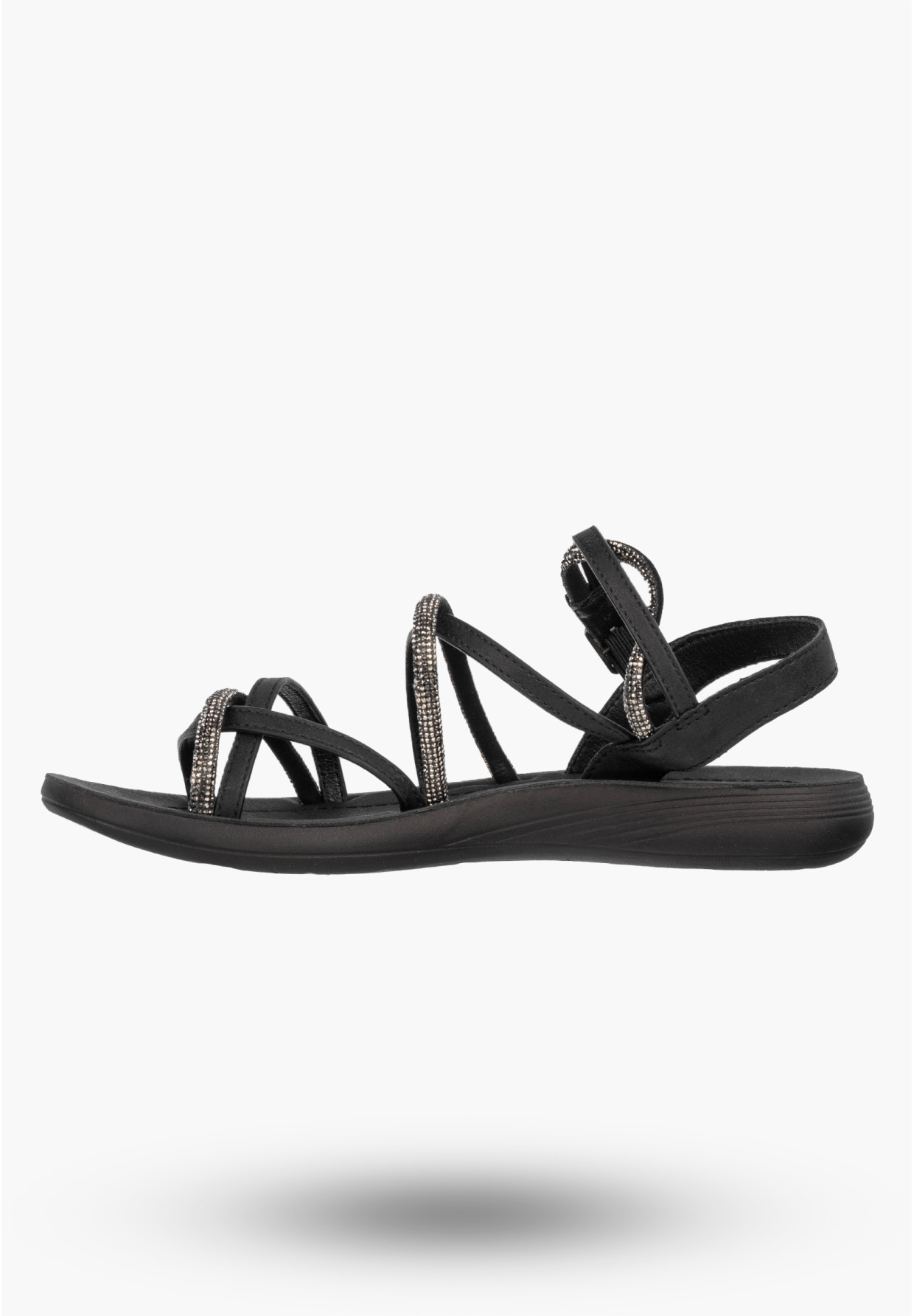 Sandały Damskie Buty Eleganckie Błyszczące Płaskie Letnie Czarne Filippo