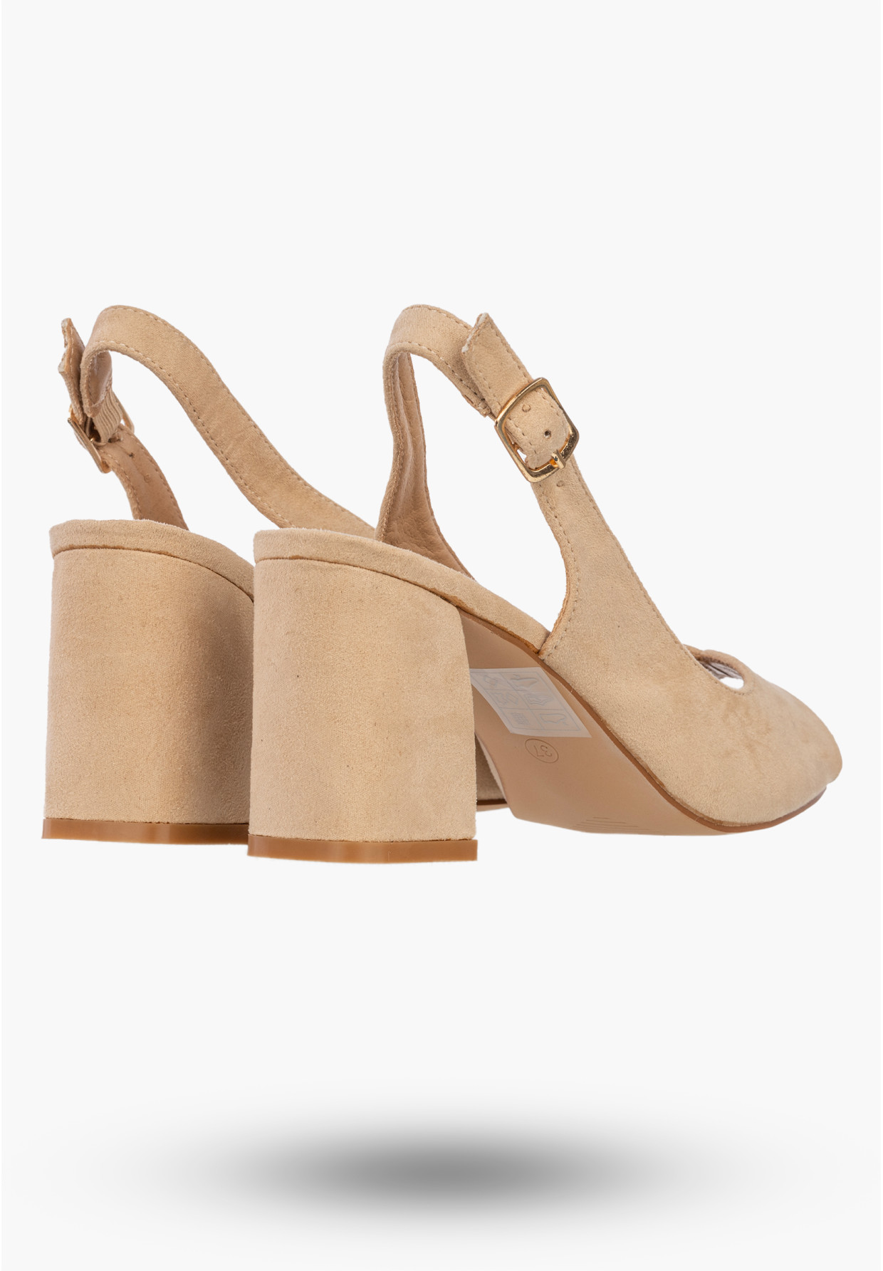 Sandały Damskie Buty Na Słupku Eleganckie Slingback Skórzana Wkładka Beżowe Filippo