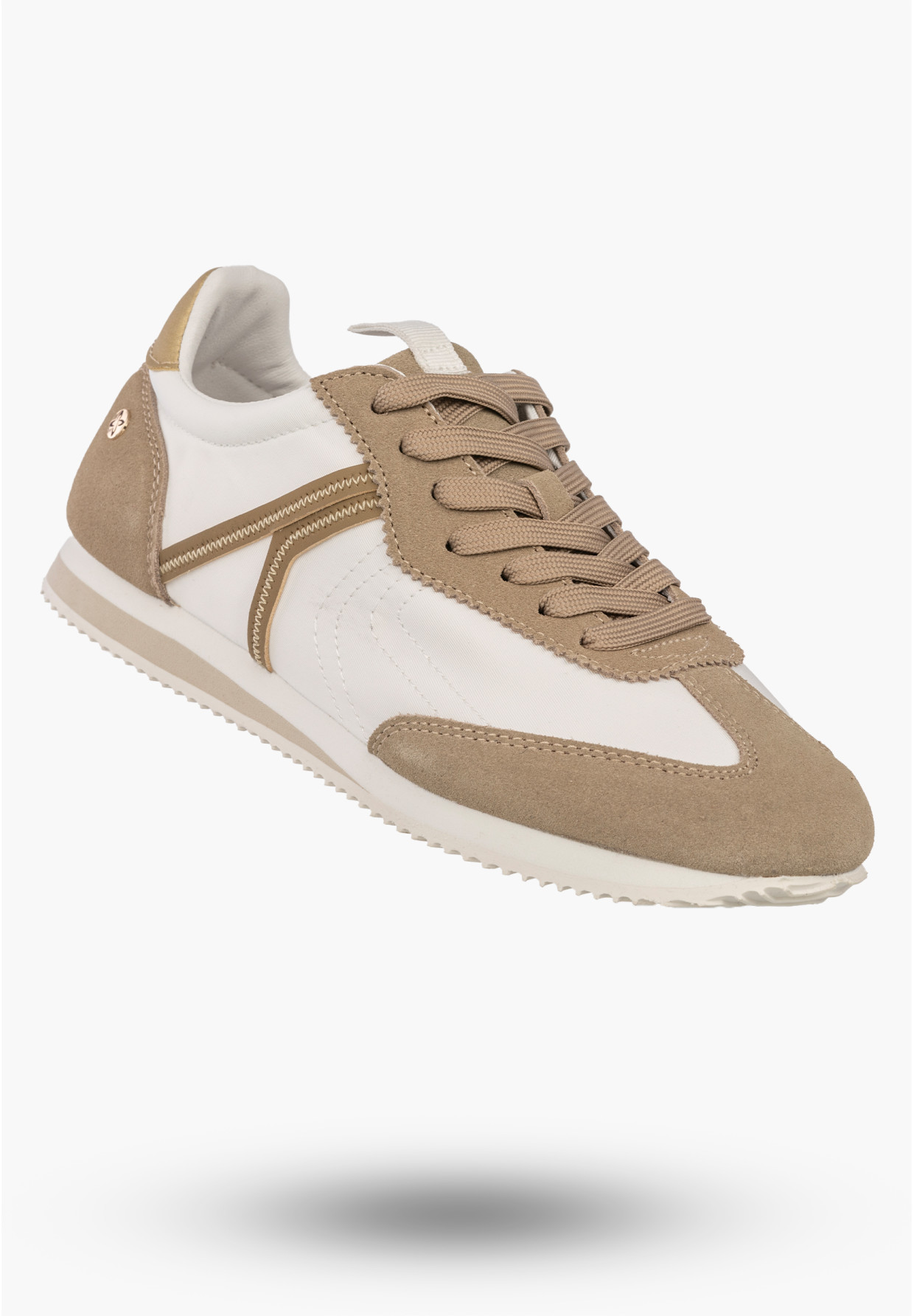 Sneakersy Damskie Maciejka Skórzane Buty Sportowe Biało-Beżowe M7355-04/00-7