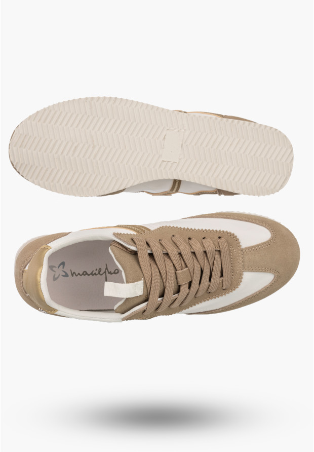 Sneakersy Damskie Maciejka Skórzane Buty Sportowe Biało-Beżowe M7355-04/00-7