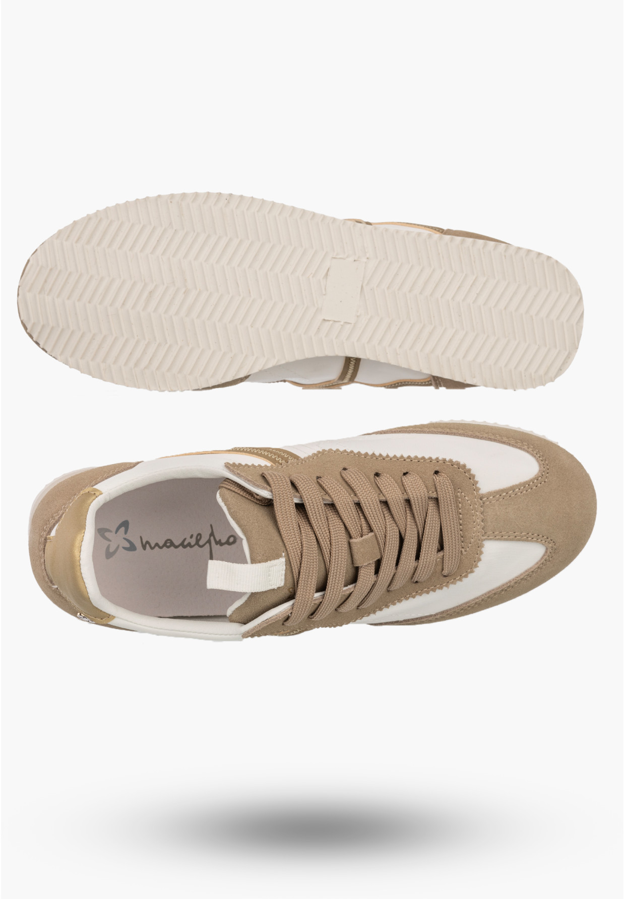 Sneakersy Damskie Maciejka Skórzane Buty Sportowe Biało-Beżowe M7355-04/00-7