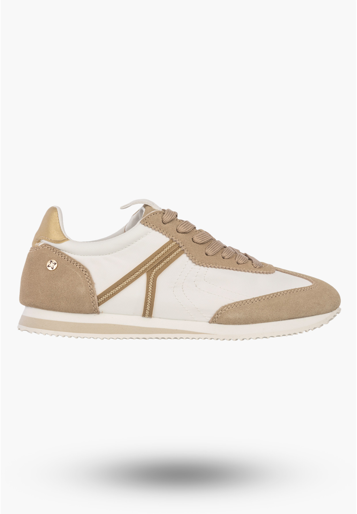 Sneakersy Damskie Maciejka Skórzane Buty Sportowe Biało-Beżowe M7355-04/00-7
