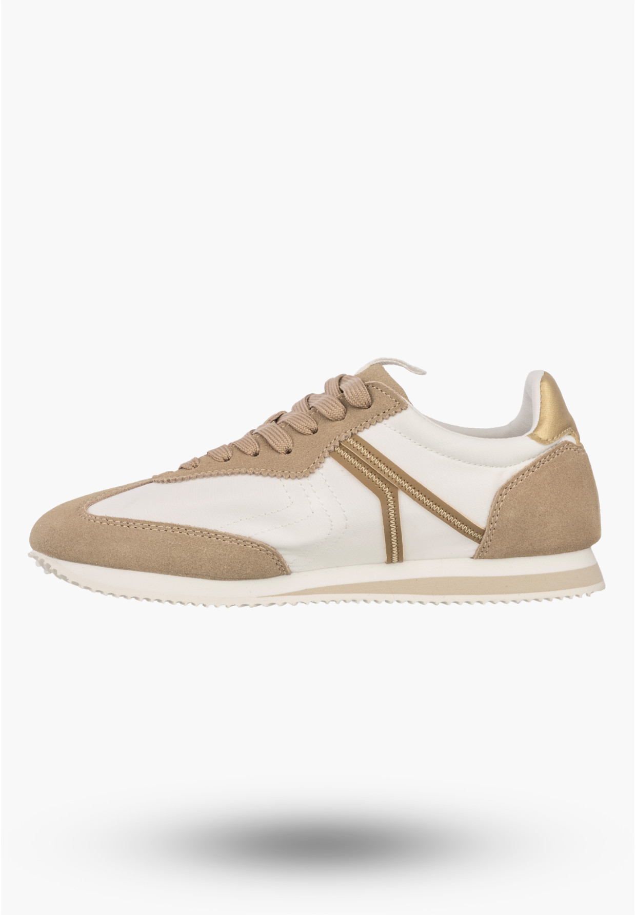 Sneakersy Damskie Maciejka Skórzane Buty Sportowe Biało-Beżowe M7355-04/00-7