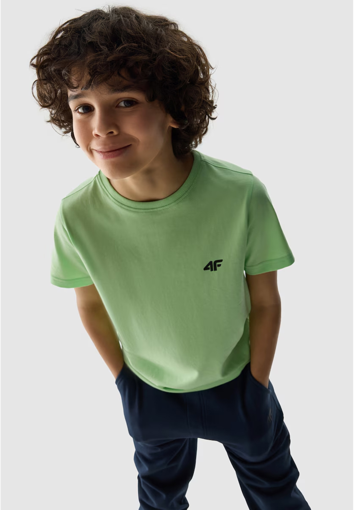 Koszulka Chłopięca 4F T-shirt Klasyczny Basic Zielony 4FJWSS24TTSHM1116