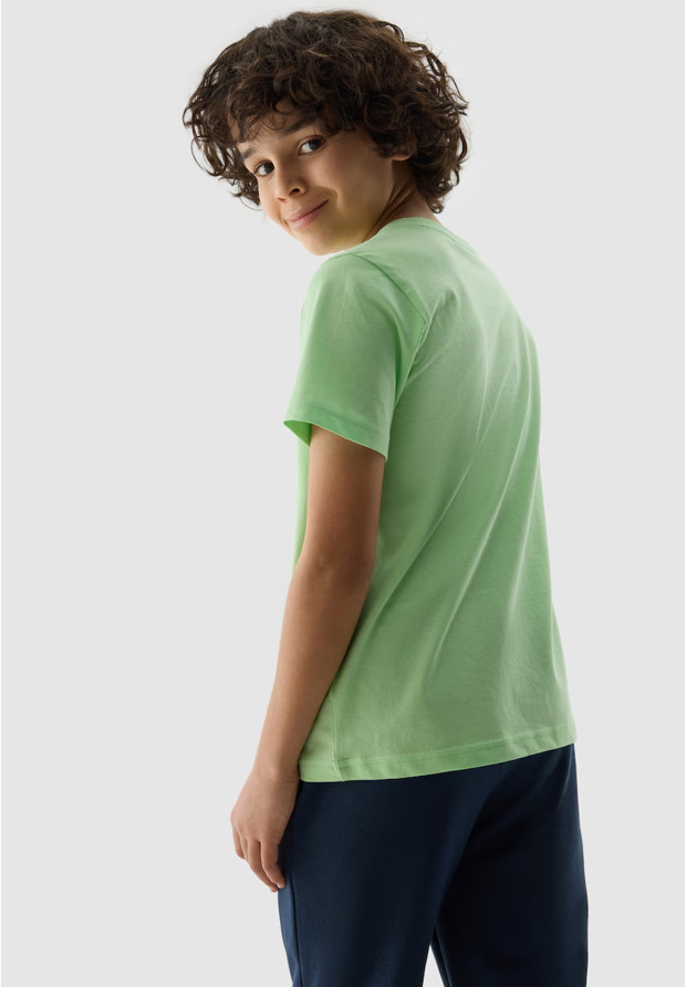 Koszulka Chłopięca 4F T-shirt Klasyczny Basic Zielony 4FJWSS24TTSHM1116