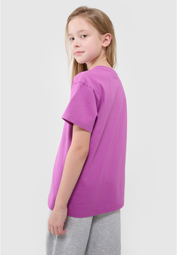 Koszulka Dziewczęca 4F T-shirt Oversize Z Logo Fioletowa 4FJWSS25TTSHF2326