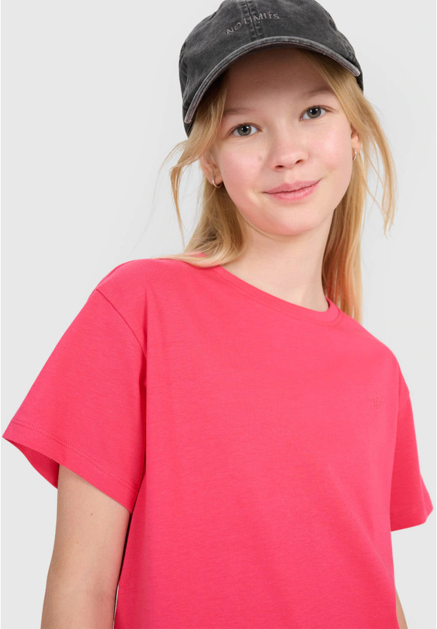 Koszulka Dziewczęca 4F T-shirt Oversize Z Logo Różowy 4FJWSS25TTSHF2326
