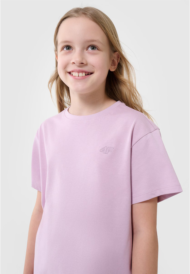 Koszulka Dziewczęca 4F T-shirt Oversize Z Logo Jasny Róż 4FJWSS25TTSHF2326