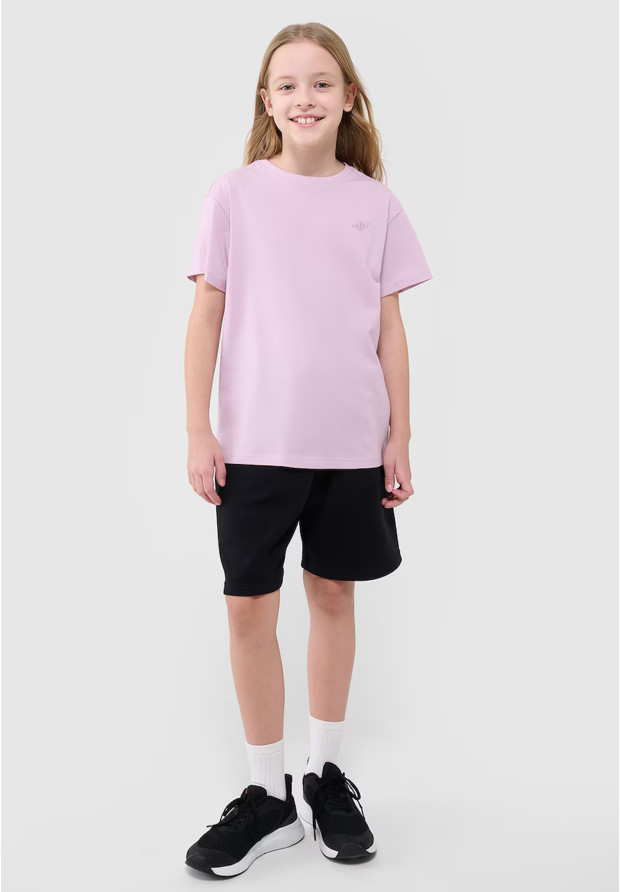 Koszulka Dziewczęca 4F T-shirt Oversize Z Logo Jasny Róż 4FJWSS25TTSHF2326