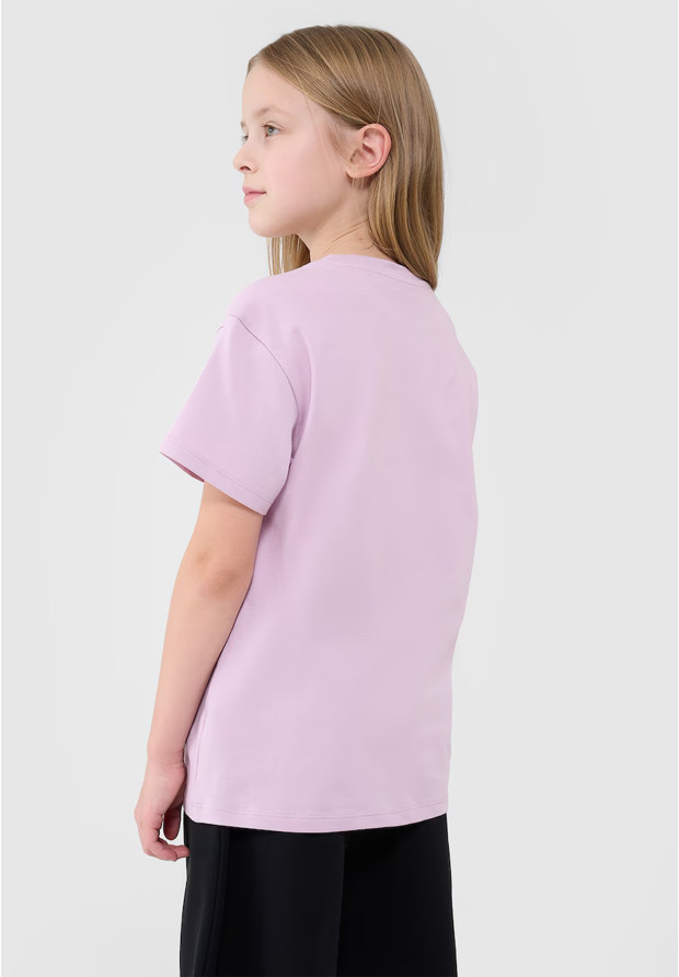 Koszulka Dziewczęca 4F T-shirt Oversize Z Logo Jasny Róż 4FJWSS25TTSHF2326