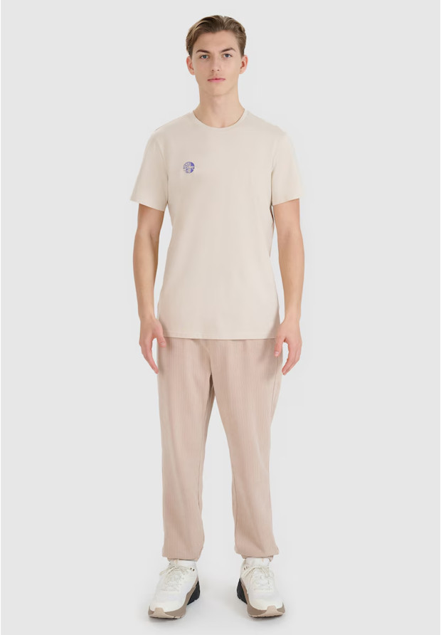 Koszulka Męska 4F T-shirt Regular Z Nadrukiem Beżowy 4FRSS24TTSHM2076