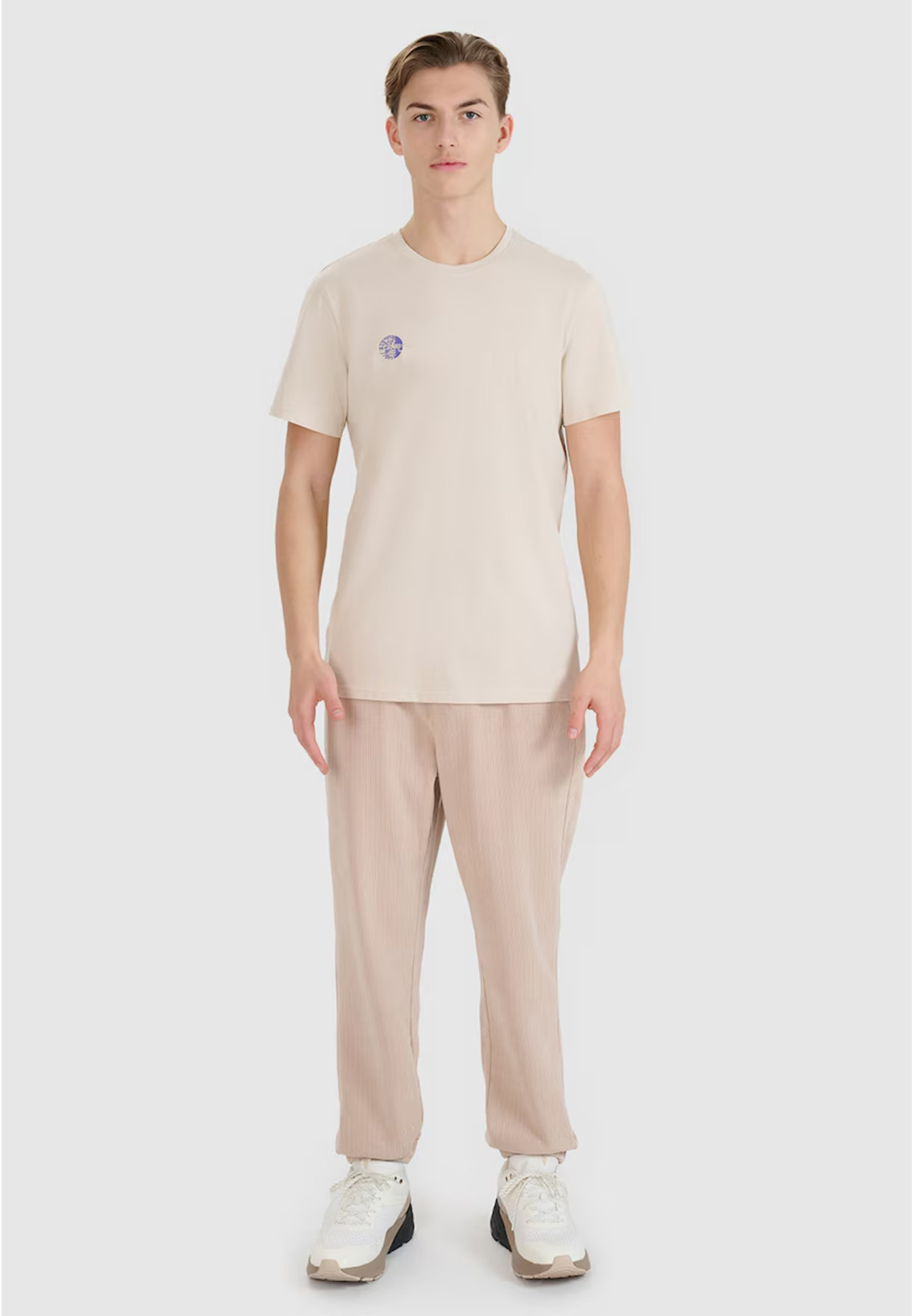 Koszulka Męska 4F T-shirt Regular Z Nadrukiem Beżowy 4FRSS24TTSHM2076