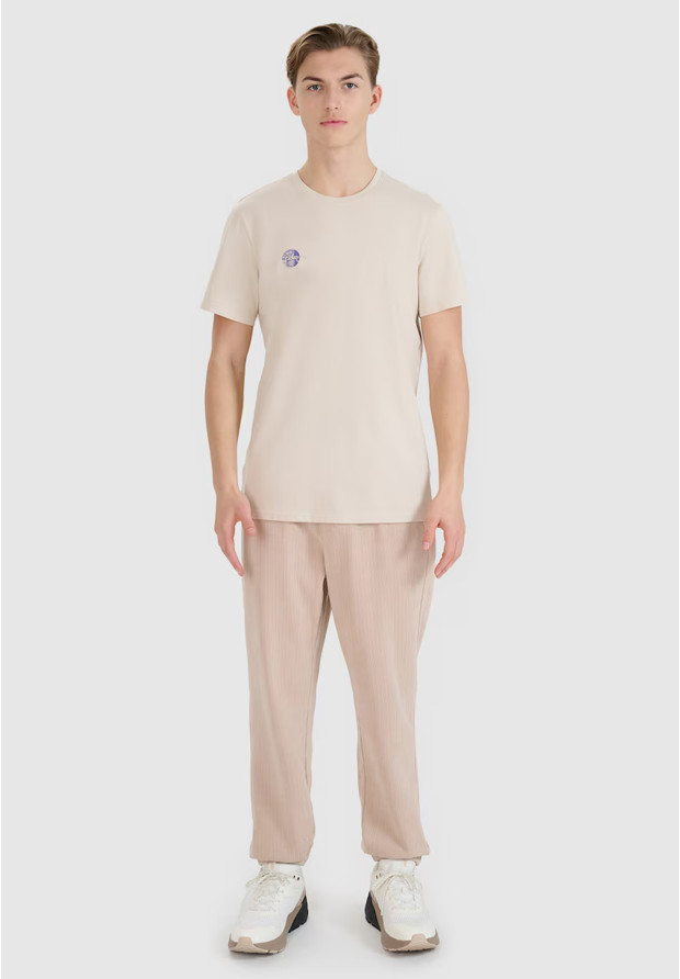 Koszulka Męska 4F T-shirt Regular Z Nadrukiem Beżowy 4FRSS24TTSHM2076
