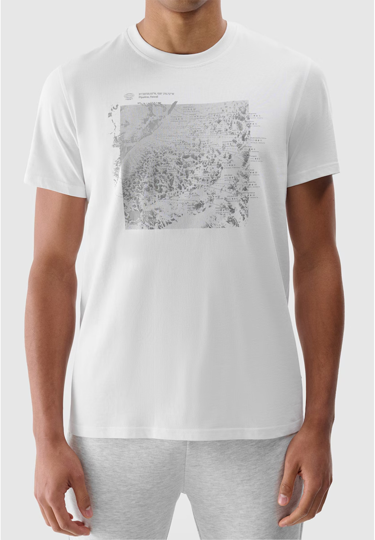 Koszulka Męska 4F T-shirt Z Nadrukiem Regular Biały 4FRSS24TTSHM2530