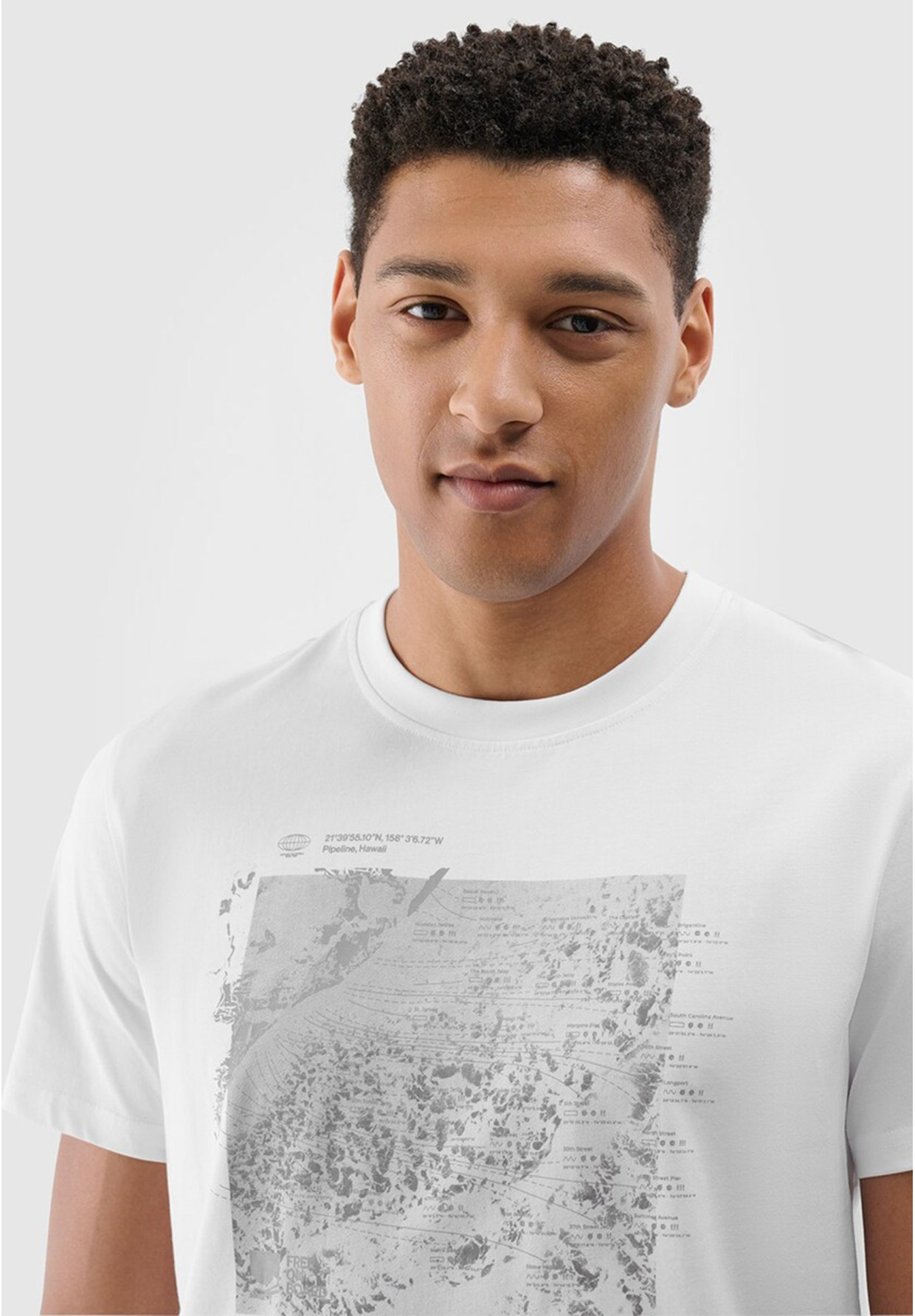 Koszulka Męska 4F T-shirt Z Nadrukiem Regular Biały 4FRSS24TTSHM2530