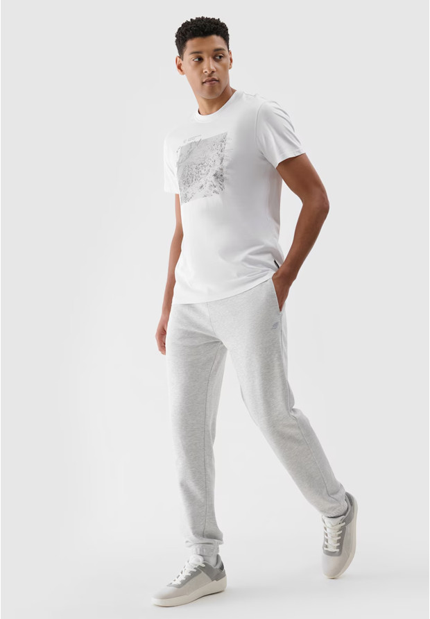 Koszulka Męska 4F T-shirt Z Nadrukiem Regular Biały 4FRSS24TTSHM2530