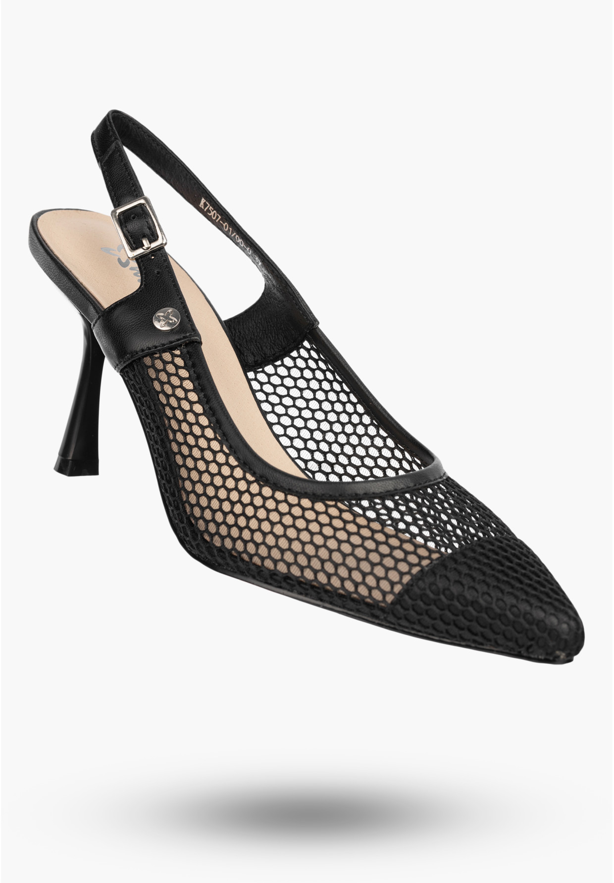 Czółenka Damskie Skórzane Buty Ażurowe Slingback Letnie Czarne Maciejka K7507-29/00-0