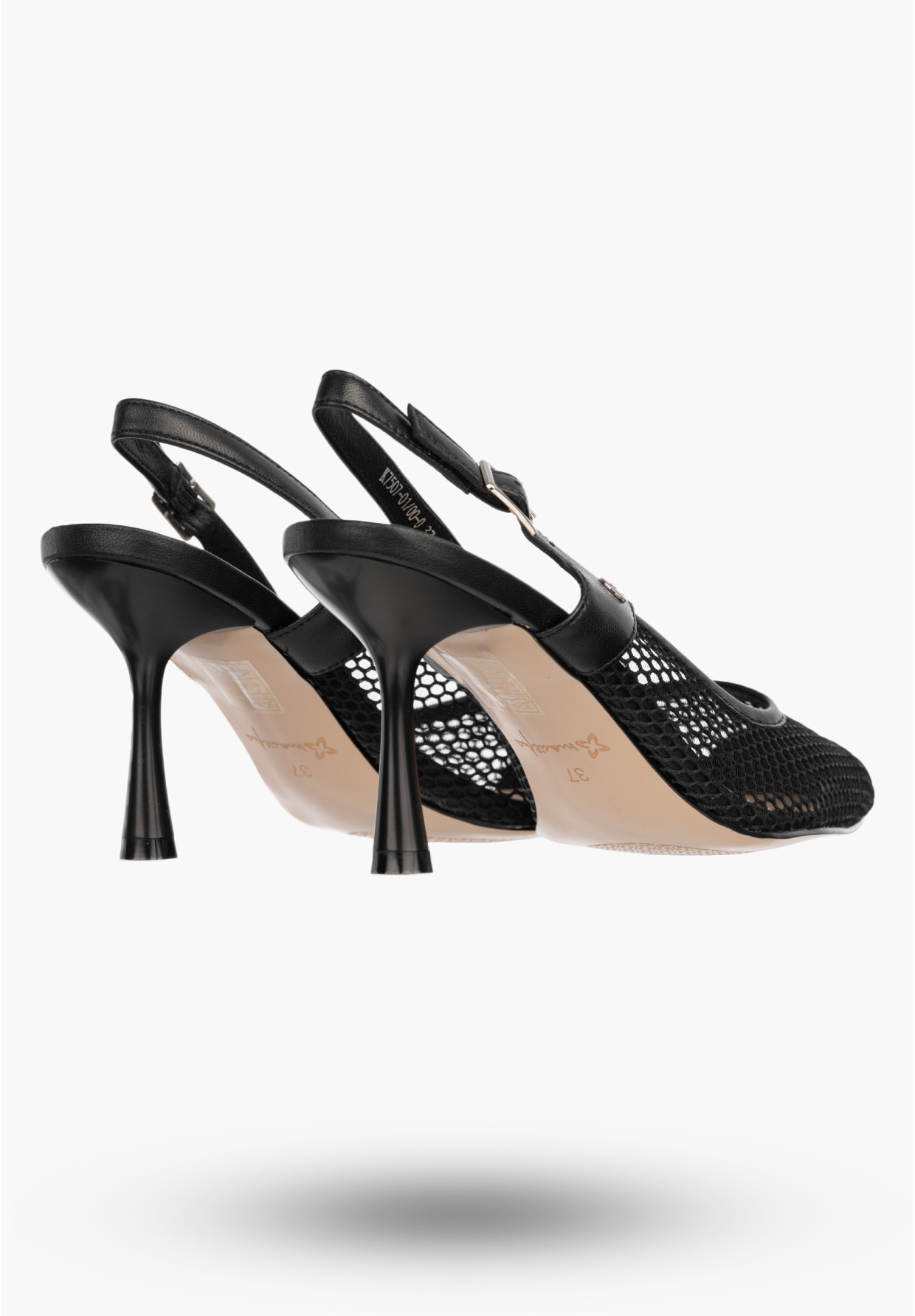 Czółenka Damskie Skórzane Buty Ażurowe Slingback Letnie Czarne Maciejka K7507-29/00-0