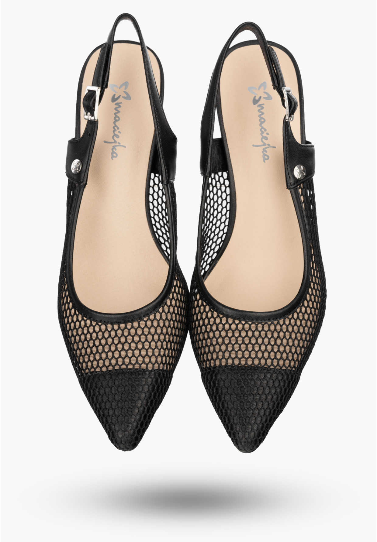 Czółenka Damskie Skórzane Buty Ażurowe Slingback Letnie Czarne Maciejka K7507-29/00-0