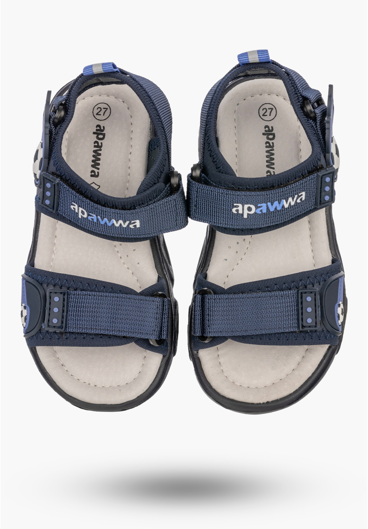 Sandały Chłopięce Buty Na Rzepy Skórzana Wkładka Letnie Granatowe Apawwa