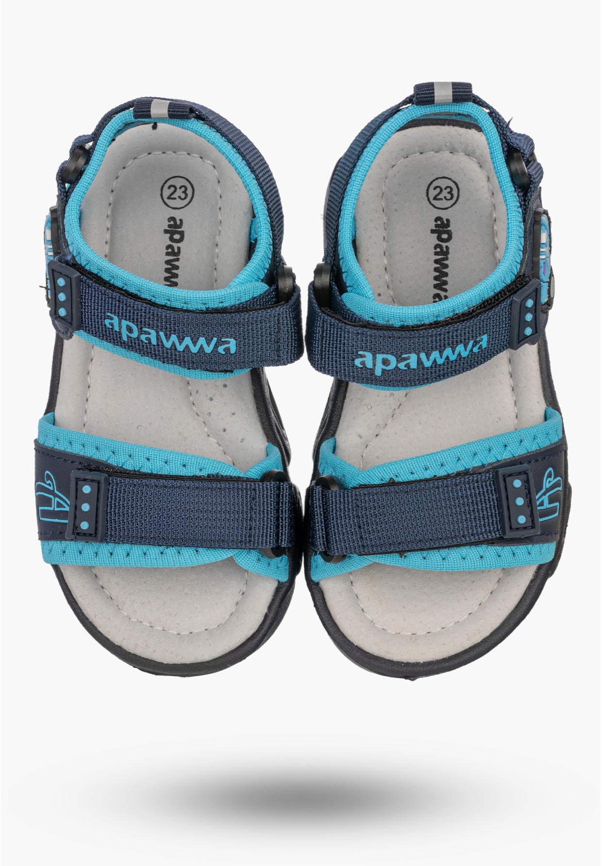 Sandały Chłopięce Buty Na Rzepy Skórzana Wkładka Z Motywem Auta Granatowe Apawwa