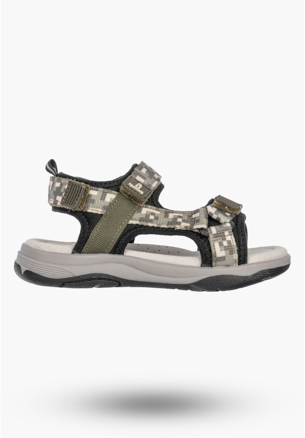 Sandały Chłopięce Buty Na Rzepy Skórzana Wkładka Lekkie Khaki Apawwa