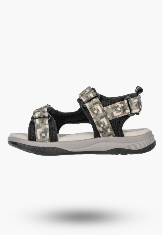 Sandały Chłopięce Buty Na Rzepy Skórzana Wkładka Lekkie Khaki Apawwa