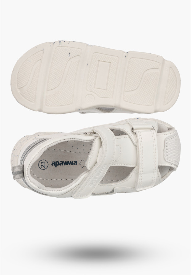Sandały Dziecięce Buty Na Rzepy Letnie Skórzana Wkładka Białe APAWWA