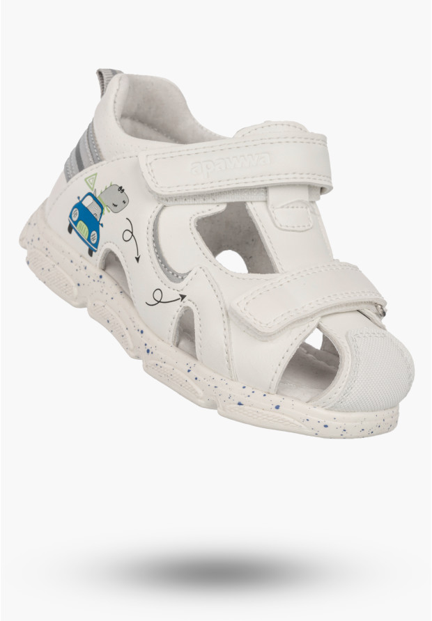 Sandały Dziecięce Buty Na Rzepy Letnie Skórzana Wkładka Białe APAWWA