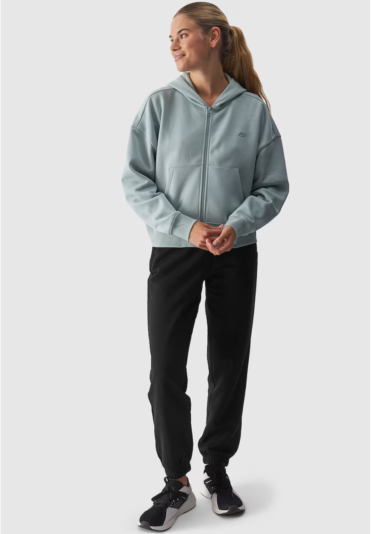 Bluza Damska 4F Sportowa Dresowa Rozpinana Ocieplana Z Kapturem Miętowa 4FWAW24TSWSF1306