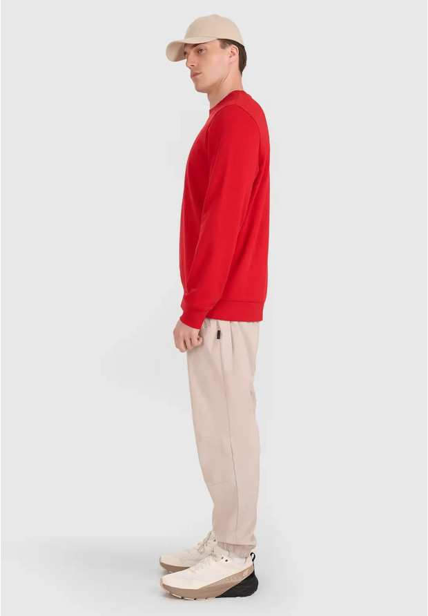 Bluza Dresowa Męska 4F Bez Kaptura Basic Nieocieplana Czerwona 4FWMM00TSWSM1767