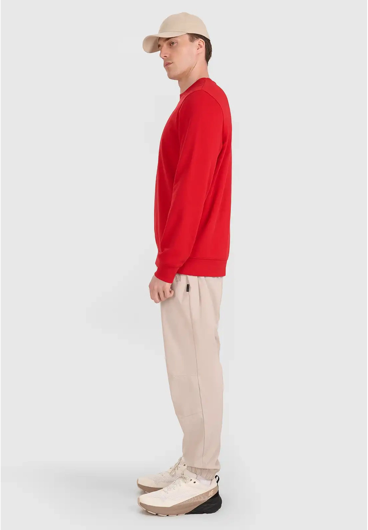 Bluza Dresowa Męska 4F Bez Kaptura Basic Nieocieplana Czerwona 4FWMM00TSWSM1767