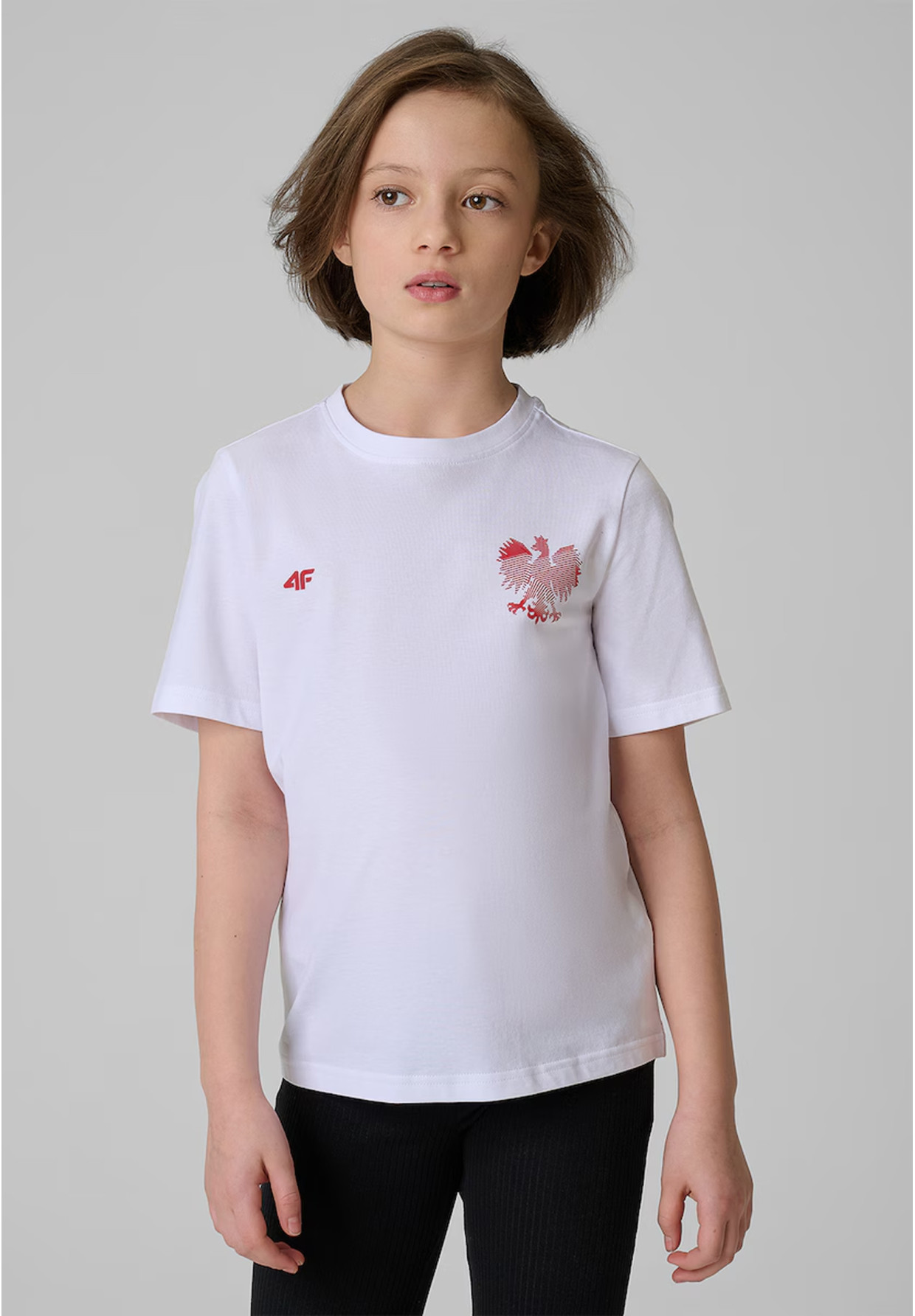 Koszulka Chłopięca 4F T-shirt Kibica Z Orłem Białym Regular Biała 4FJSMM00TTSHU2236