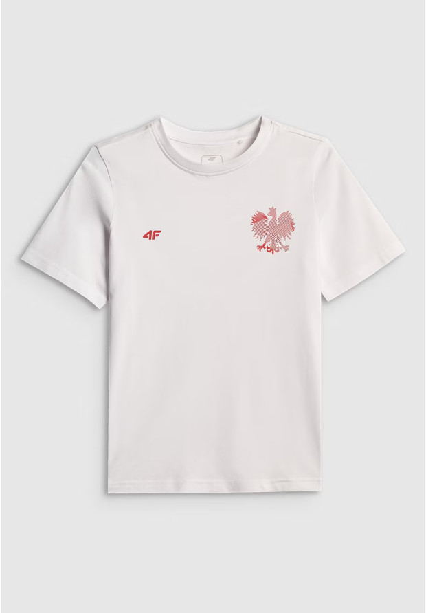 Koszulka Chłopięca 4F T-shirt Kibica Z Orłem Białym Regular Biała 4FJSMM00TTSHU2236