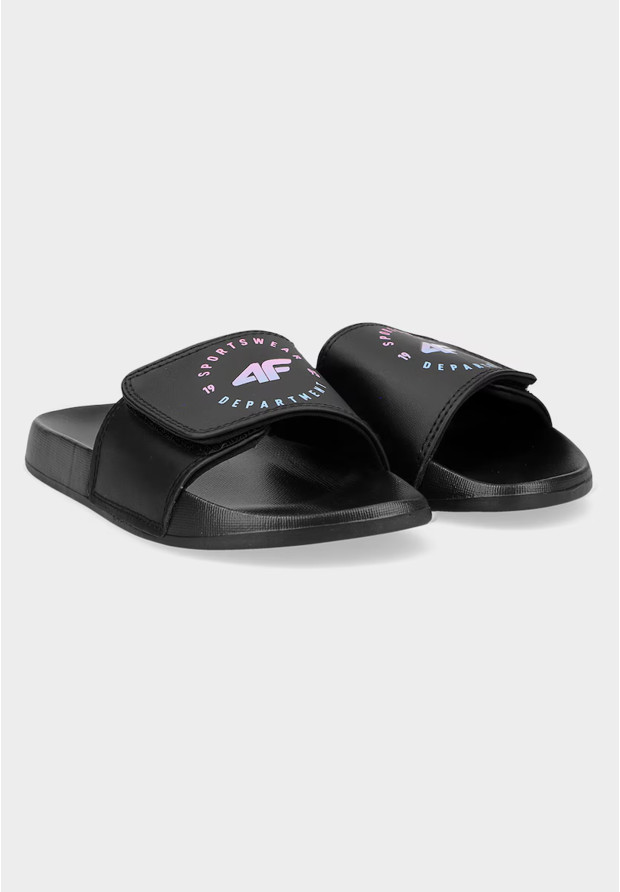 Klapki Dziecięce 4F Buty Basenowe Lekkie EVA Z Logo Czarne 4FJMM00FFLIF042A