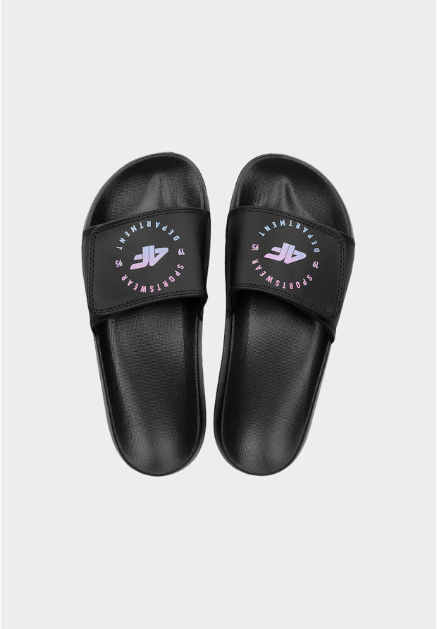 Klapki Dziecięce 4F Buty Basenowe Lekkie EVA Z Logo Czarne 4FJMM00FFLIF042A