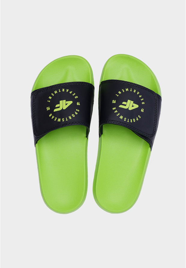 Klapki Chłopięce 4F Buty Basenowe Lekkie EVA Z Logo Limonkowe 4FJMM00FFLIM043A