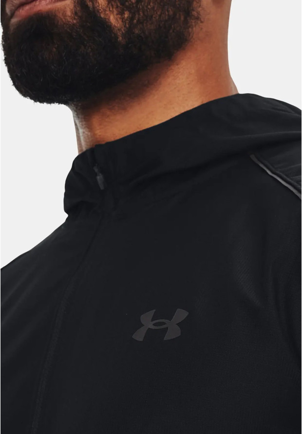 Kurtka Męska Under Armour Wodoodporna Z Kapturem Wiatrówka Czarna 1376795