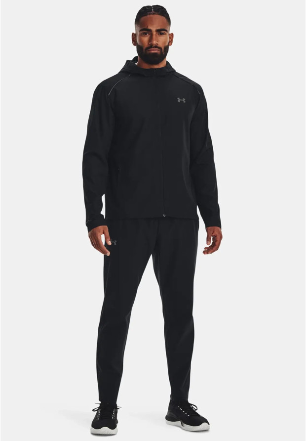Kurtka Męska Under Armour Wodoodporna Z Kapturem Wiatrówka Czarna 1376795