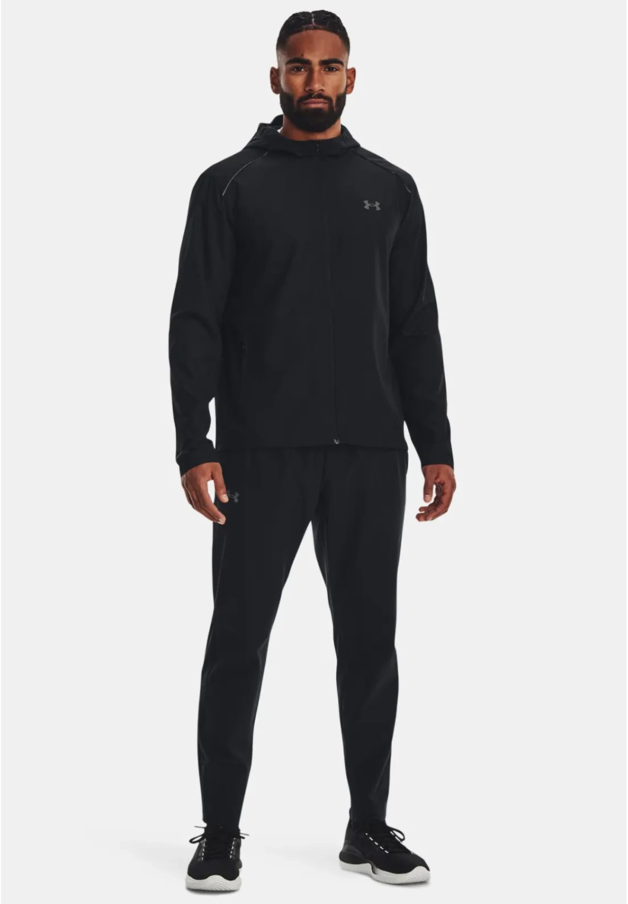 Kurtka Męska Under Armour Wodoodporna Z Kapturem Wiatrówka Czarna 1376795